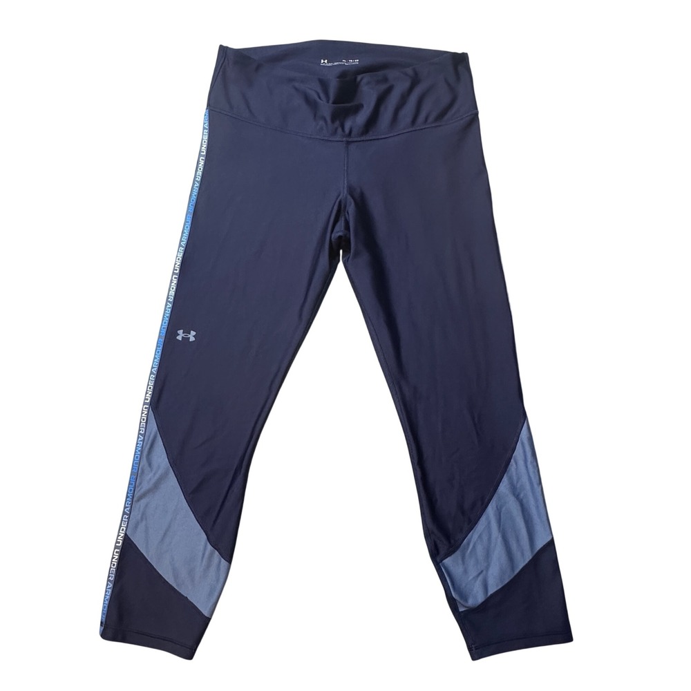 Under‎ Armour Leggings Girls XL Navy Blue HeatGear Compression Colorblock Tights